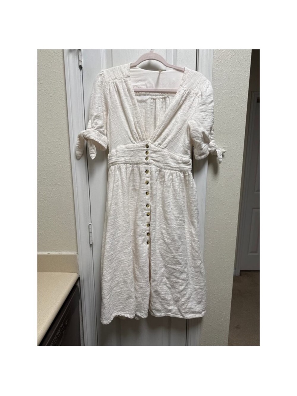 Free People Free-est Love Of My Life Off White Cotton Midi Dress Size Medium - Picture 3 of 8